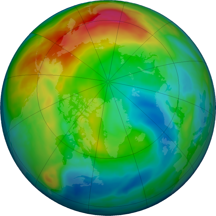Arctic ozone map for 25 December 2020